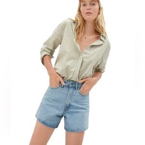 NEW EVERLANE The A-Line Denim Short in Powder Blue Size 24